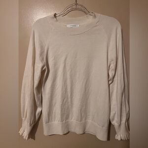 Lark & ro pullover sweater cream size small ruffle arm casual